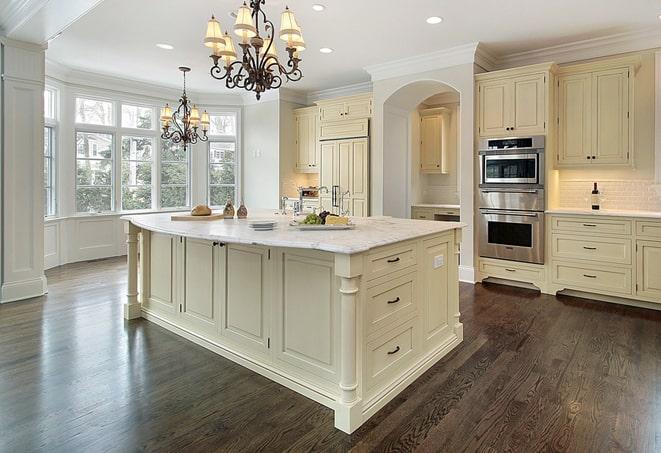 hardwood-look laminate floors in a newly renovated kitchen in Clearwater Beach FL